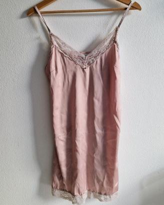 Sottoveste donna rosa con pizzo L
