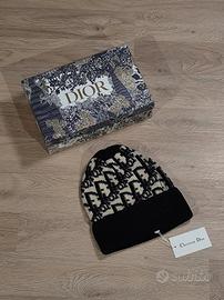 Berretto in maglia con motivo monogram – Nero/Beig