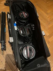 Kit luci tungsteno 3×800W – stativi, dimmer