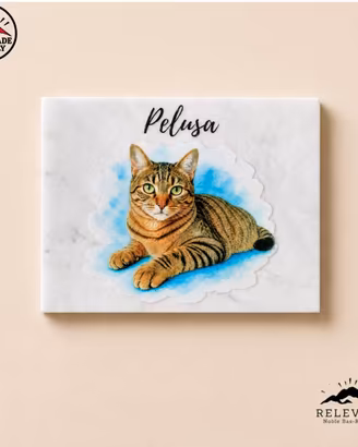 Basso rilievo ritratto gatto a colori