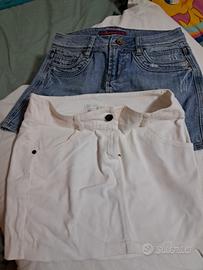2 minigonne jeans e bianco