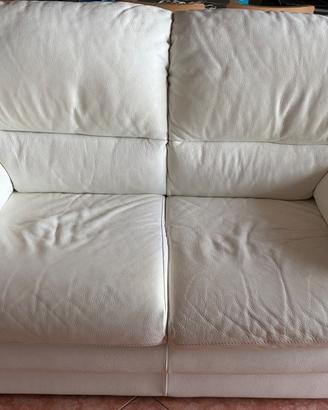 Divano di pelle 2 posti colore bianco