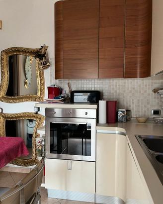 Cucina Febal angolo laccata panna, elementi legno