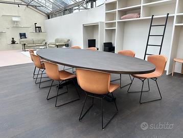 KNOLL SET di 8 sedie Bertoia Black frame  in cuoio