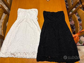 2 abiti donna in pizzo 1 bianco e 1 nero, tg S
