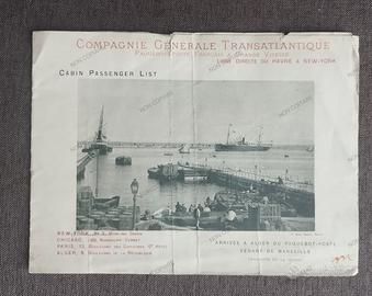 Passenger List transatlantico La Champagne 1893