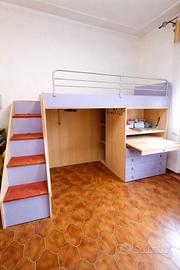 letto a soppalco con scrivania