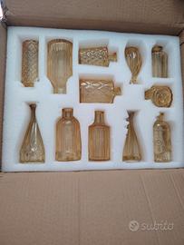 Set 12 vasetti monofiore vetro ambrato vintage 