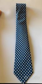 Cravatta Boggi blu a pois bianchi nuova