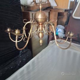 lampadario in ottone ,meta ottocento