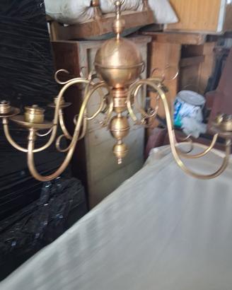 lampadario in ottone ,meta ottocento