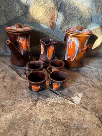 Set tè vintage ceramica arancio