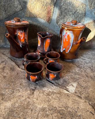 Set tè vintage ceramica arancio