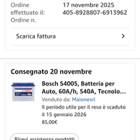 Batteria Bosch 60 ah come nuova