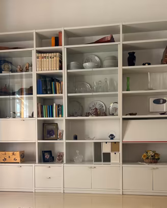 Libreria  bianca legno modulabile