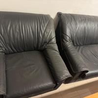 Set divani pelle nera