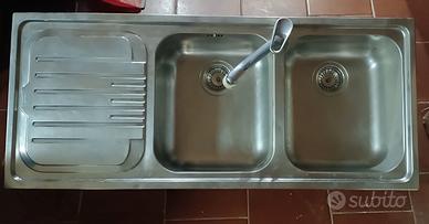 Lavello cucina in acciaio due vasche  gocciolatoio