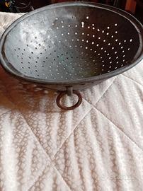 Antico colabrodo in rame stagnato 1800