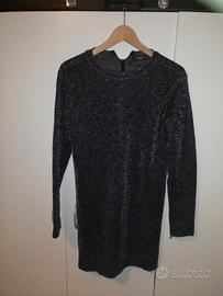 vestito zara satinato knit eur s spalle 42 sotto a