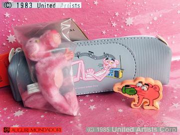 Vintage 1980 PANTERA ROSA clip peluche + astuccio