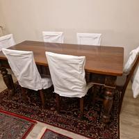   tavolo massello restaurato con 6 sedie 