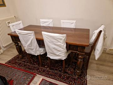   tavolo massello restaurato con 6 sedie 