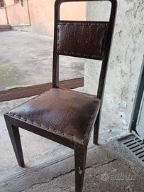 Sedie antiche legno e cuoio