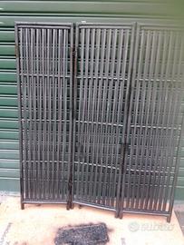 Paravento a 3 pannelli in legno/bambù nero