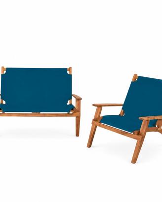 Divanetto + poltrona in legno di acacia  ottanio