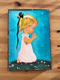 Stampa vintage bambina in preghiera ann 60/70