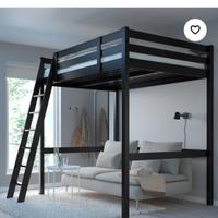 Letto a soppalco in legno nero