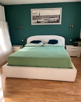 Letto contenitore in ecopelle bianco