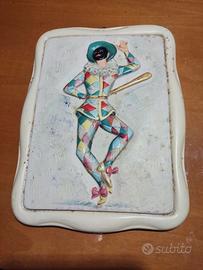 Quadretto Arlecchino  in ceramica Magri d'epoca