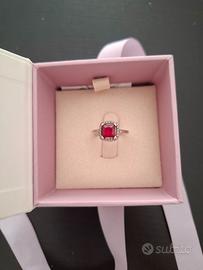 ANELLO ARGENTO RUBINO E ZIRCONI REGOLABILE MABINA