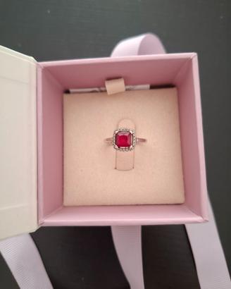 ANELLO ARGENTO RUBINO E ZIRCONI REGOLABILE MABINA