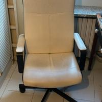 Sedia da ufficio/gaming regolabile in pelle bianca