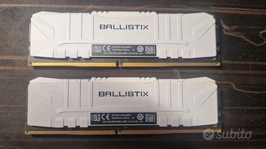 RAM DDR4 BALLISTIX CRUCIAL 3600MHz 2X8GB BIANCHE