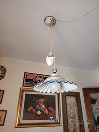 Lampadario vintage con saliscendi in ceramica