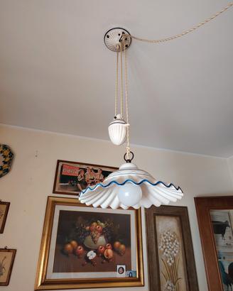 Lampadario vintage con saliscendi in ceramica