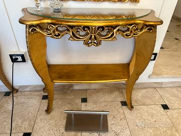 Console stile barocco in foglia oro