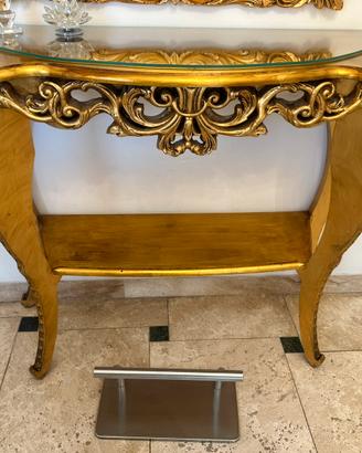 Console stile barocco in foglia oro