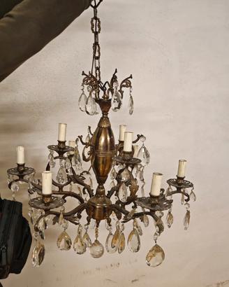 Antico Lampadario Cristallo lampada soffitto 