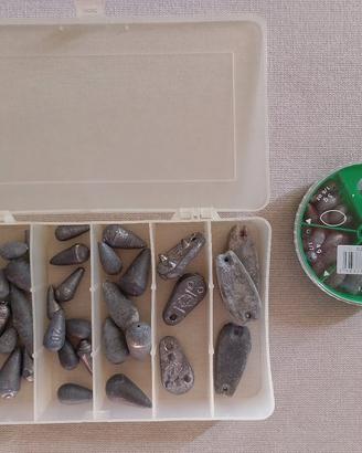Set completo 45 piombi da pesca scorrevoli e fissi