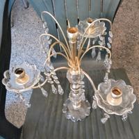CANDELABRO IN CRISTALLO E METALLO.