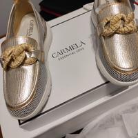 Scarpe donna traforate dorate