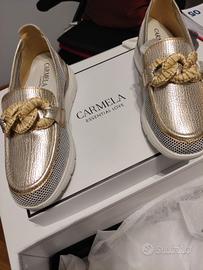 Scarpe donna traforate dorate