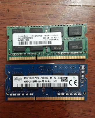 RAM 2x2 GB DDR3 per laptop