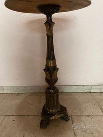 Antico candelabro-candeliere in legno