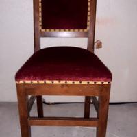 N. 4 sedie legno massello di noce, ristrutturate,