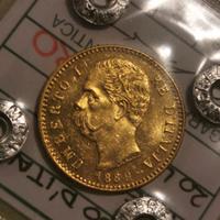 Marengo 20 lire oro 1889 fdc UMBERTO I REGNO
